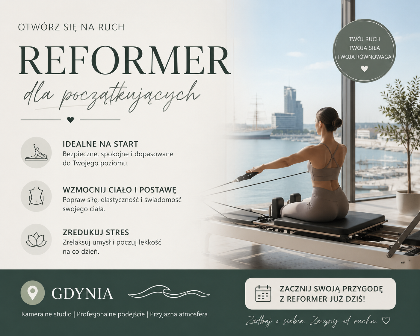 Pilates Reformer dla początkujących Gdynia – Moja Przestrzeń Studio Pilates